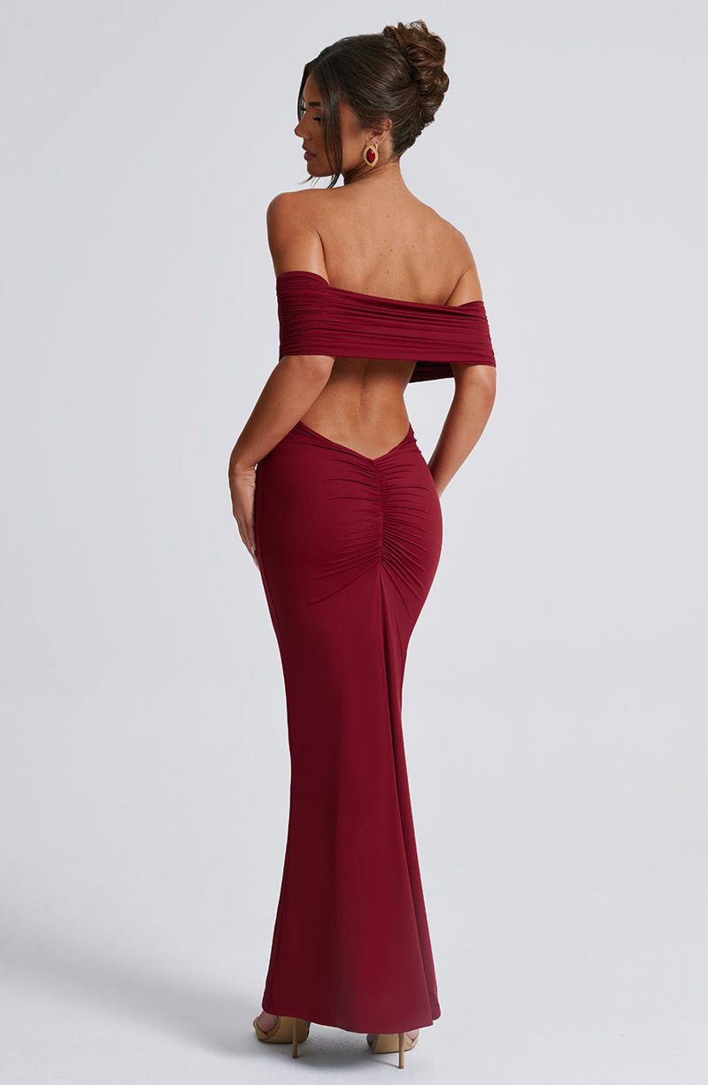 Babyboo Belinda Maxi Dress Burgundy USA | 568-ETNDWJ