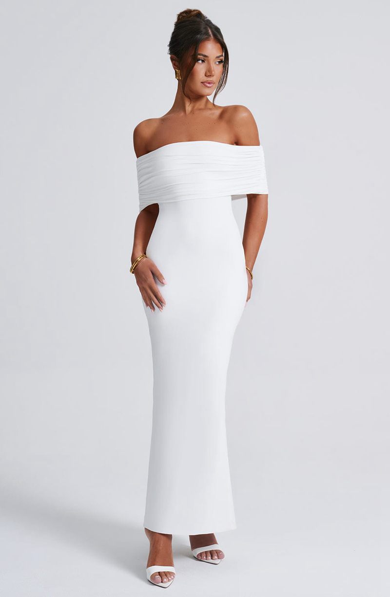 Babyboo Belinda Maxi Dress White USA | 517-XKJAHM