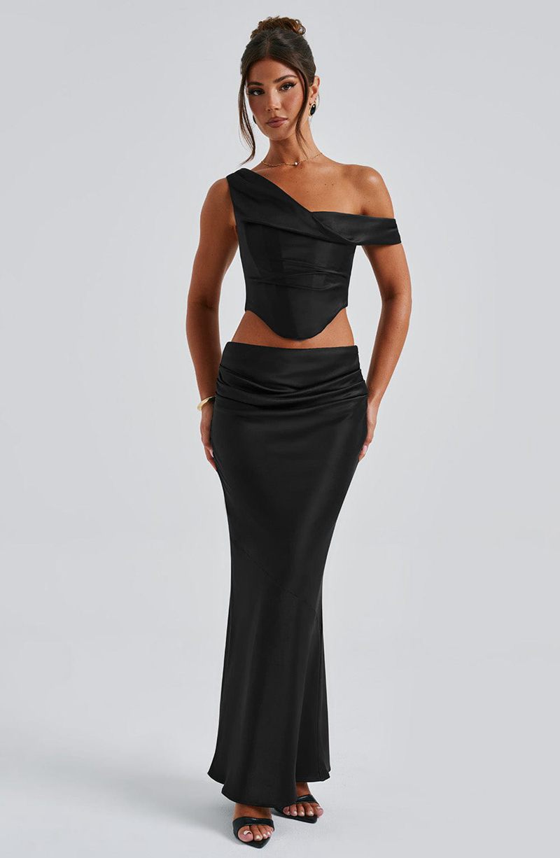 Babyboo Bernadette Maxi Skirt Black USA | 891-VCWRNB