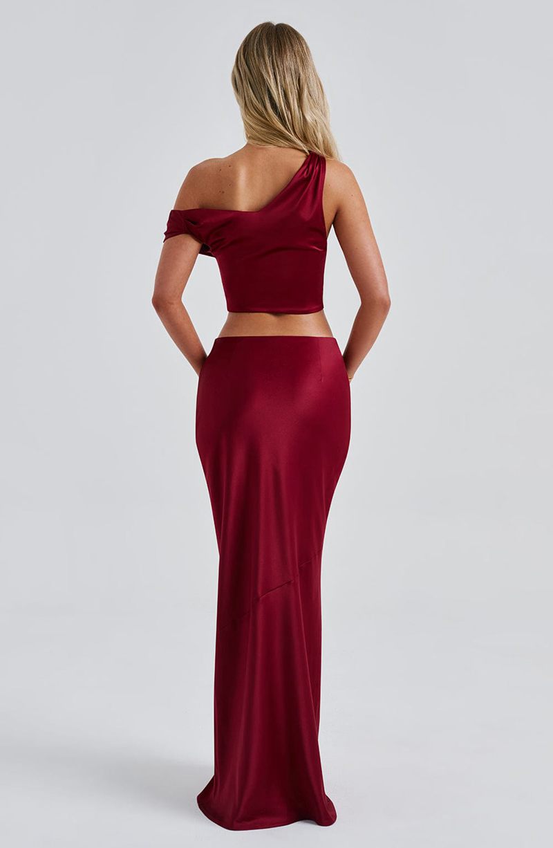 Babyboo Bernadette Maxi Skirt Burgundy USA | 413-UTGIHD