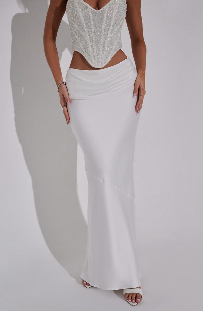 Babyboo Bernadette Maxi Skirt White USA | 185-FDPHSB