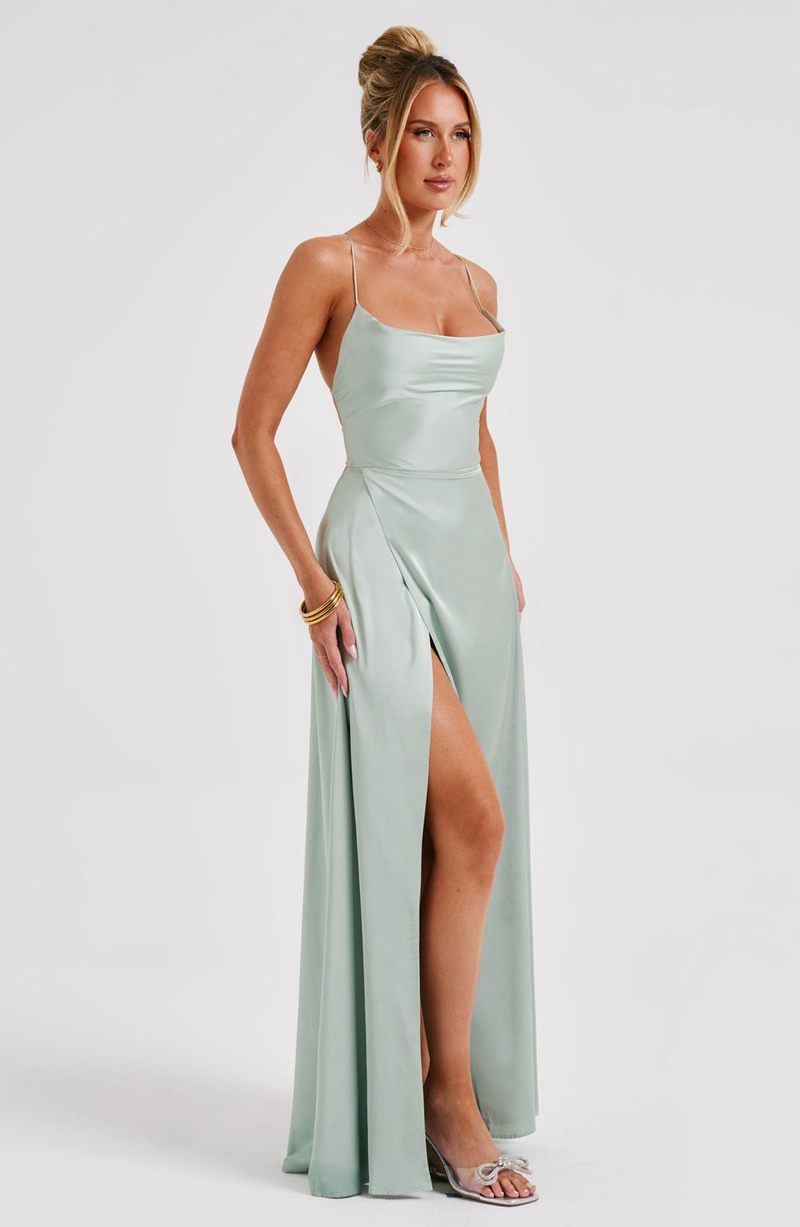 Babyboo Bethany Maxi Dress Sage USA | 769-DLUJPE