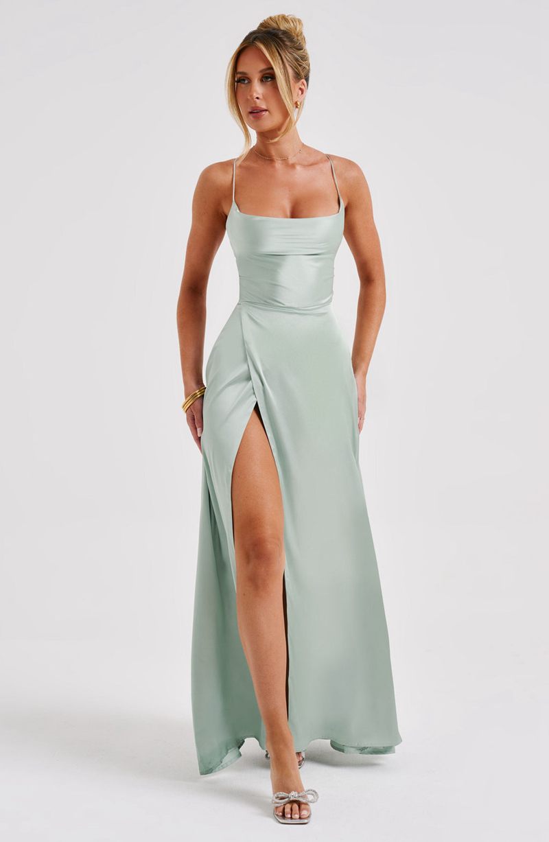 Babyboo Bethany Maxi Dress Sage USA | 769-DLUJPE