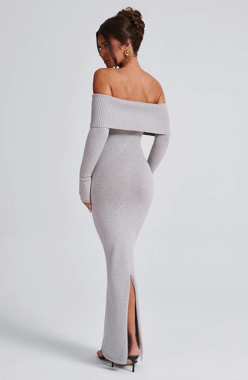 Babyboo Beverley Knit Maxi Dress Light Grey Marl USA | 689-IBFLMX