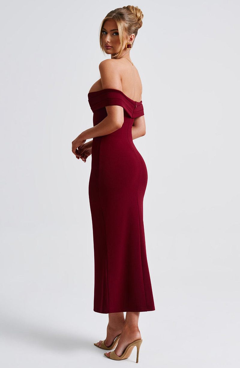 Babyboo Bex Midi Dress Burgundy USA | 913-PVKZYH