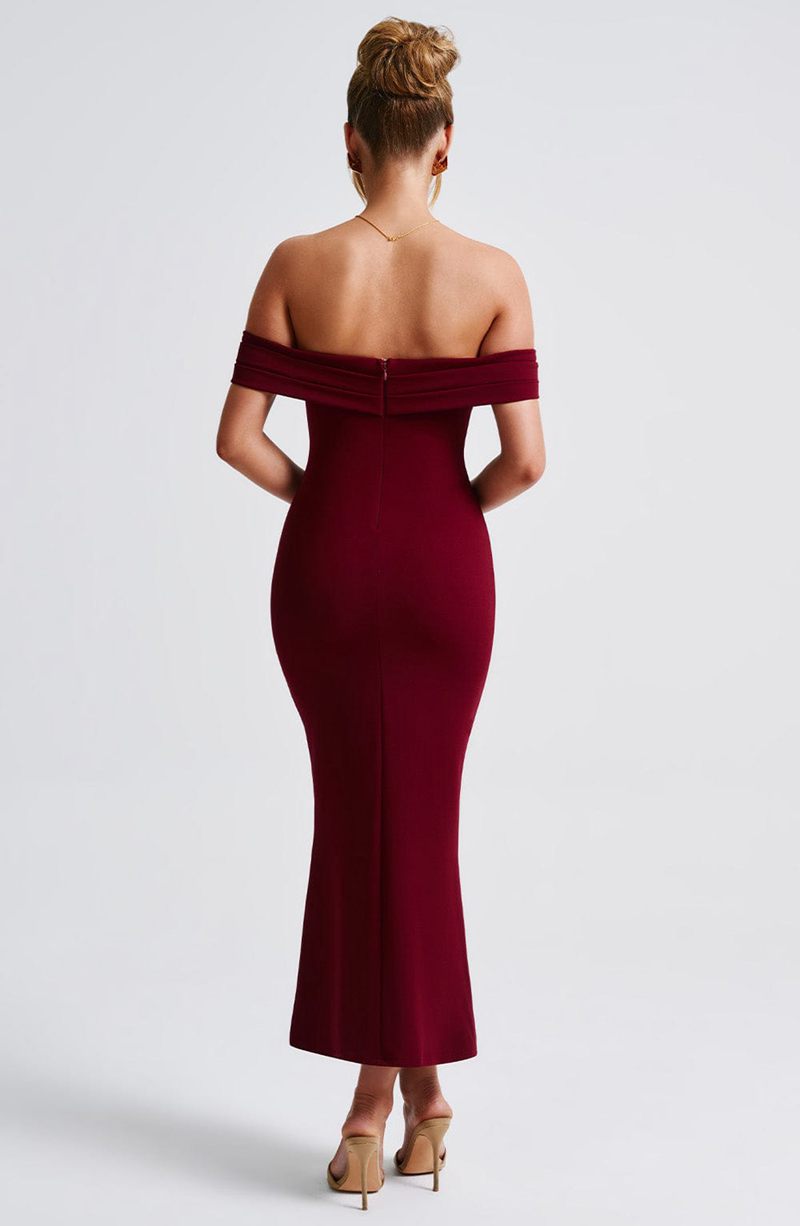 Babyboo Bex Midi Dress Burgundy USA | 913-PVKZYH