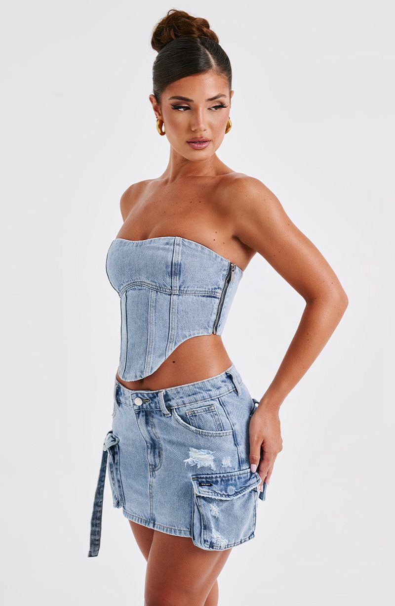 Babyboo Billie Mini Skirt Blue Wash USA | 524-JVYCHL