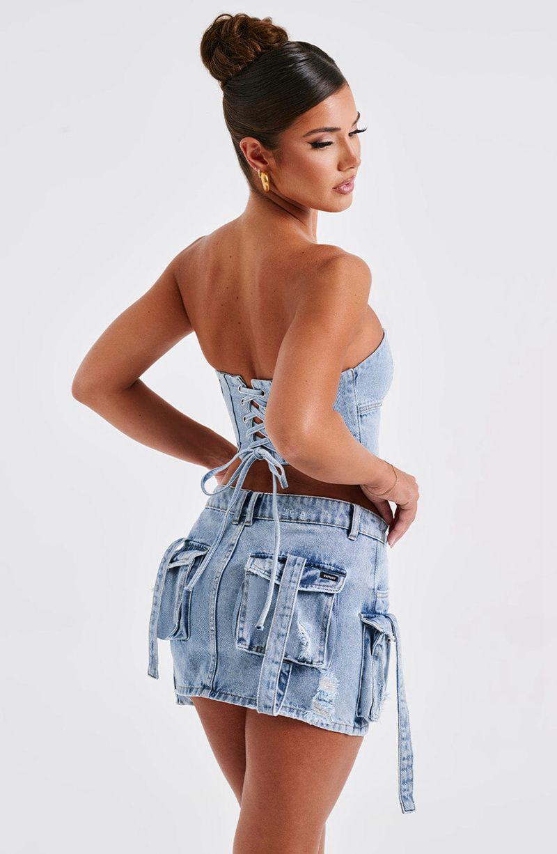 Babyboo Billie Mini Skirt Blue Wash USA | 524-JVYCHL