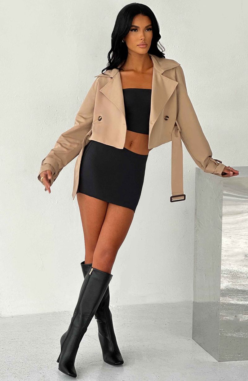 Babyboo Caprice Cropped Trench Coat Beige USA | 012-DJIOTN