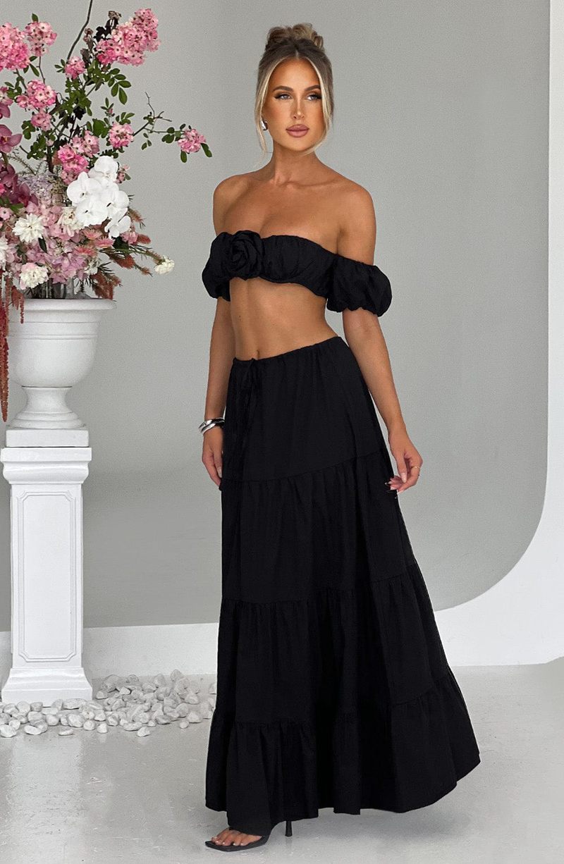 Babyboo Carmen Maxi Skirt Black USA | 921-PTICBV