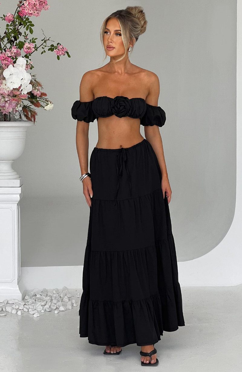 Babyboo Carmen Maxi Skirt Black USA | 921-PTICBV