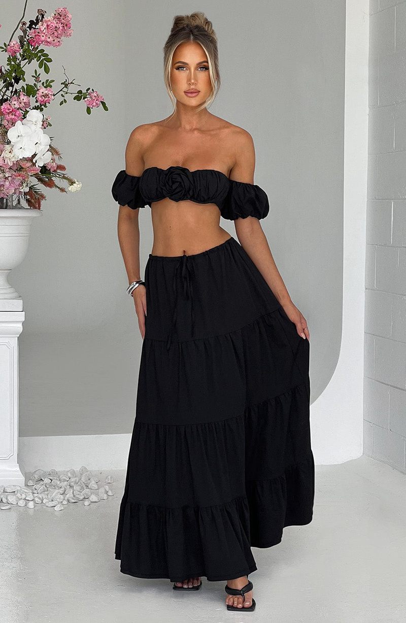 Babyboo Carmen Maxi Skirt Black USA | 921-PTICBV