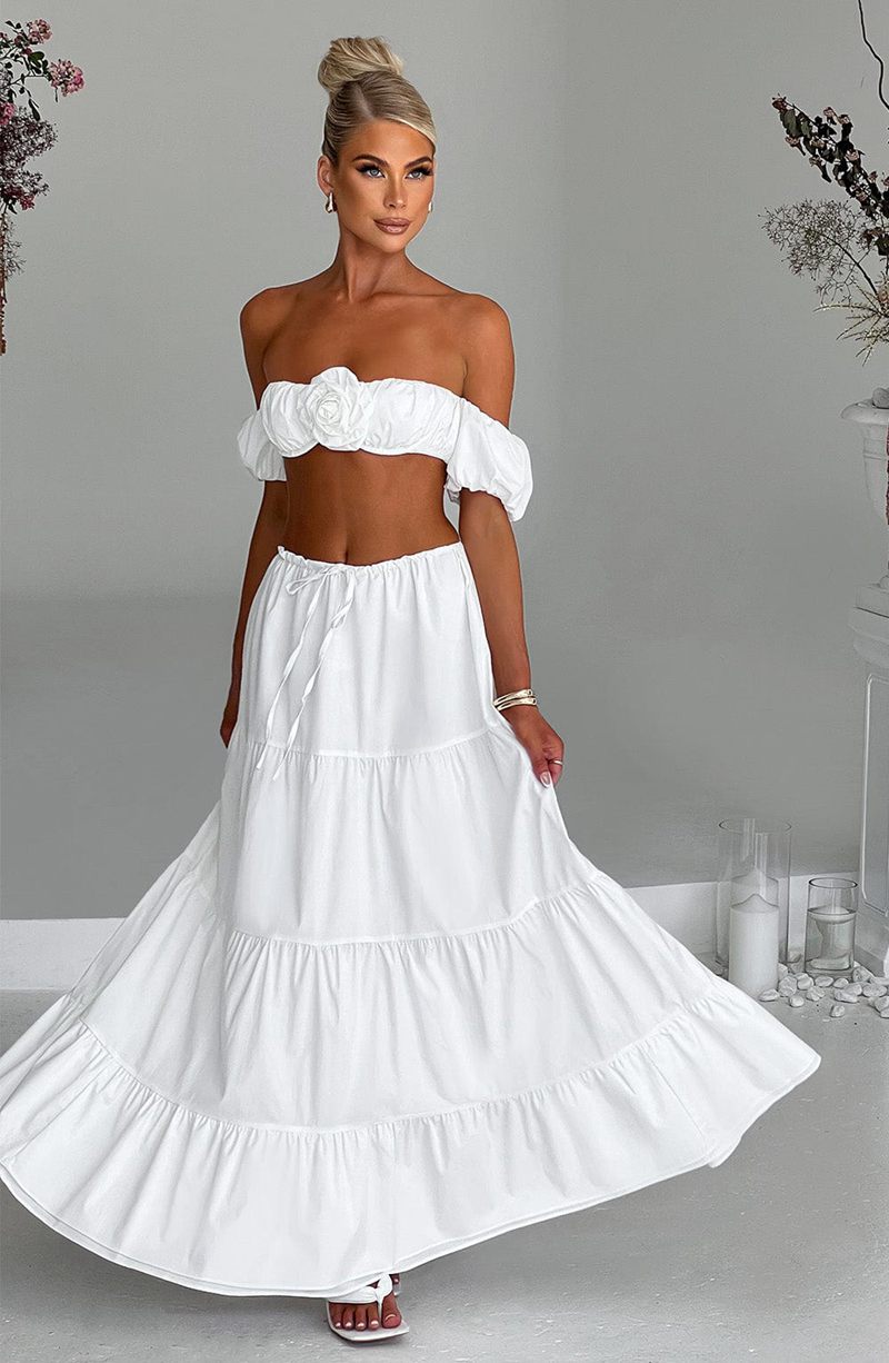 Babyboo Carmen Maxi Skirt White USA | 174-RHDQWJ