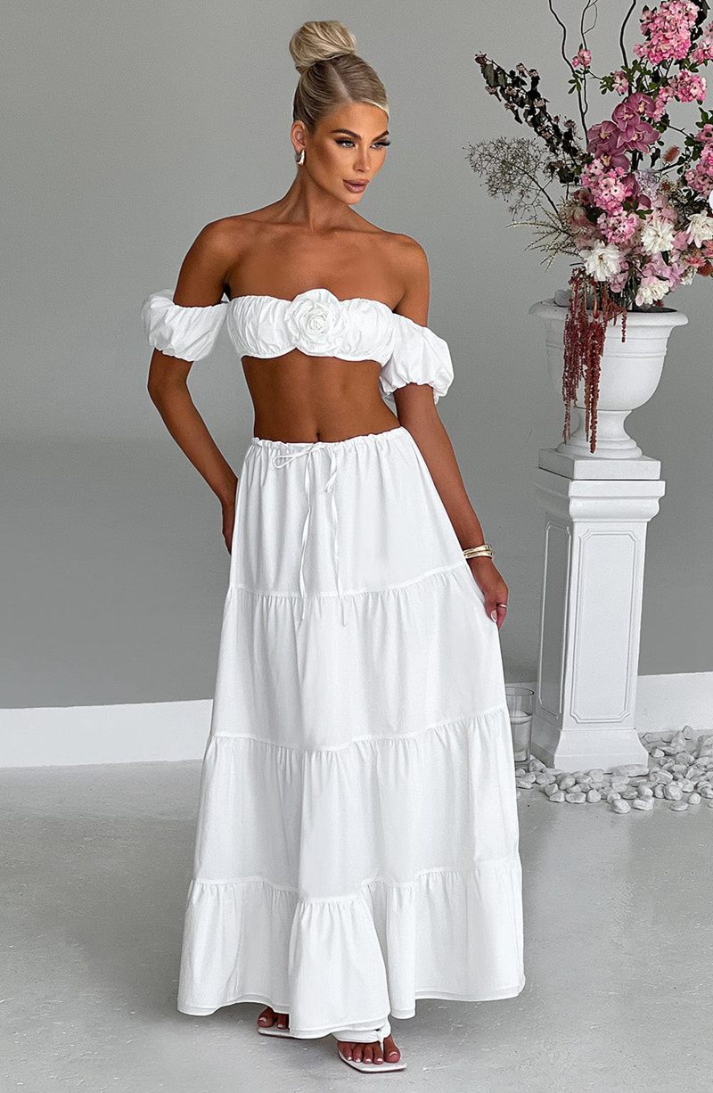 Babyboo Carmen Maxi Skirt White USA | 174-RHDQWJ