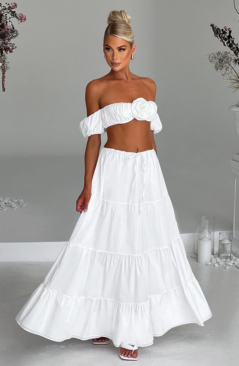 Babyboo Carmen Maxi Skirt White USA | 174-RHDQWJ