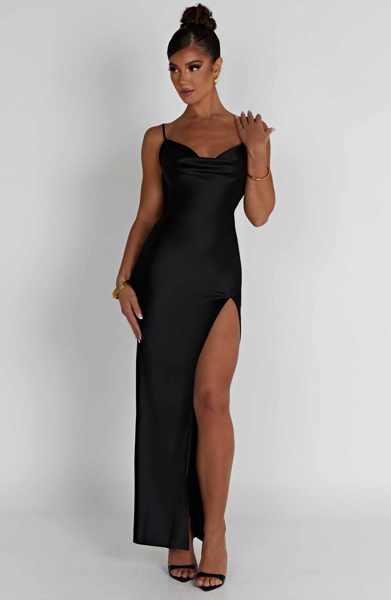 Babyboo Celestina Maxi Dress Black USA | 187-WFNCPT