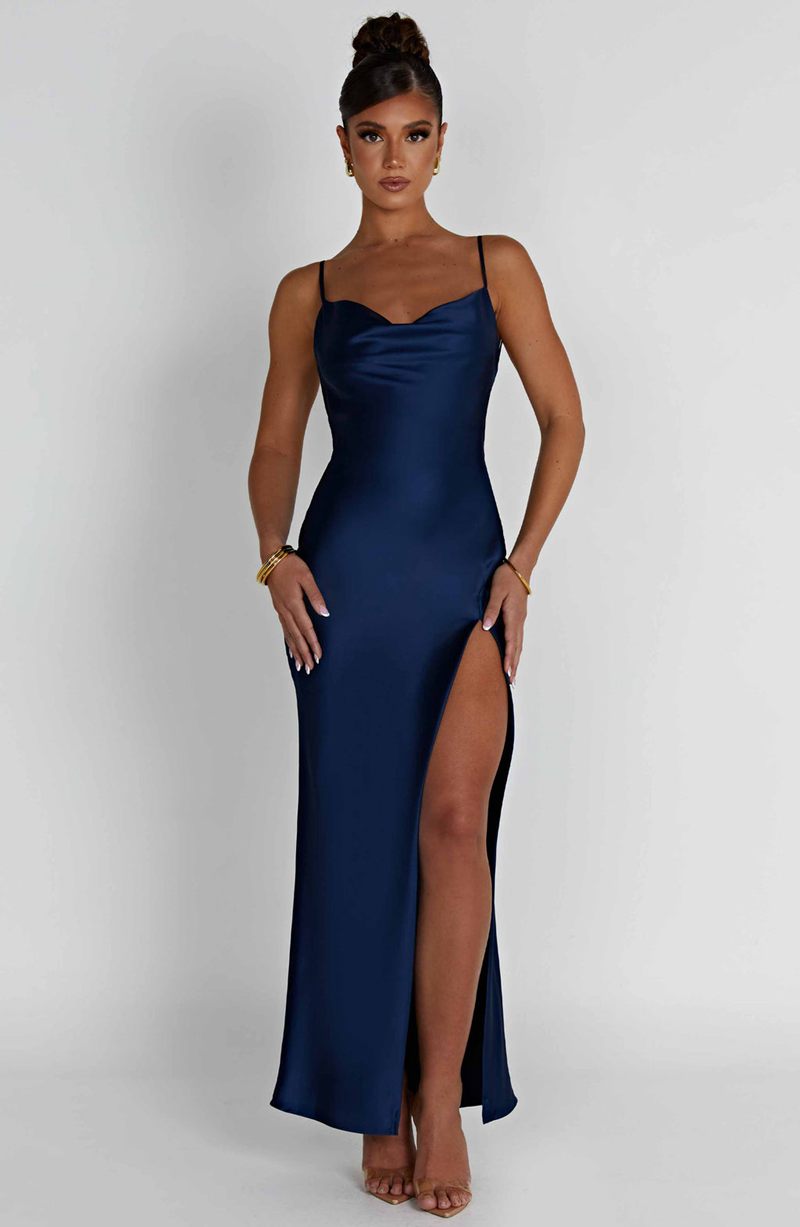 Babyboo Celestina Maxi Dress Navy USA | 957-XKWFQJ