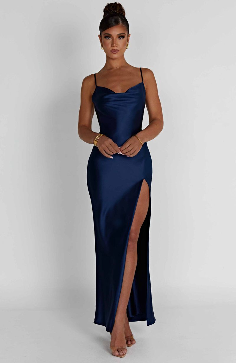 Babyboo Celestina Maxi Dress Navy USA | 957-XKWFQJ