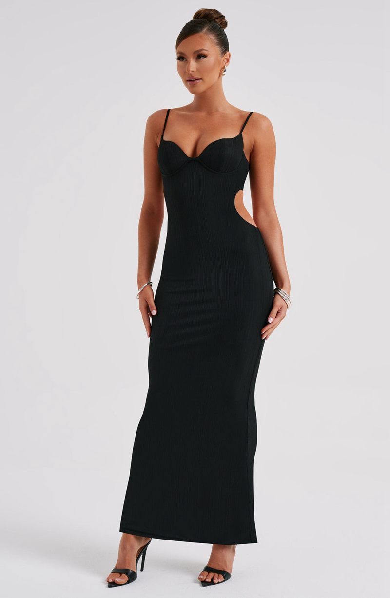 Babyboo Celine Maxi Dress Black USA | 608-HPYSKL