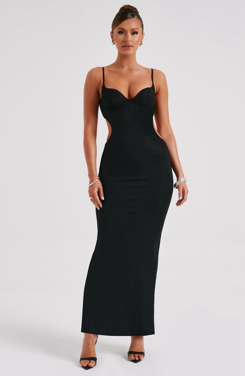 Babyboo Celine Maxi Dress Black USA | 608-HPYSKL