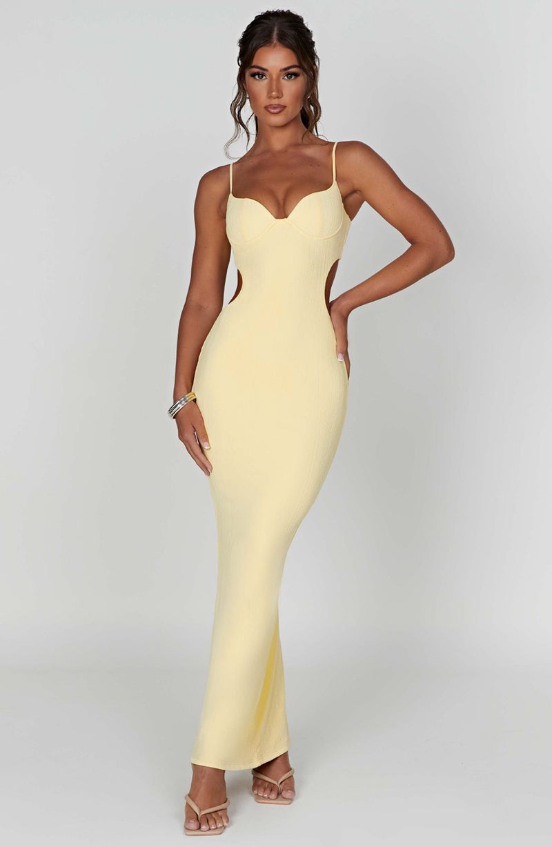 Babyboo Celine Maxi Dress Lemon USA | 418-OXWFLQ