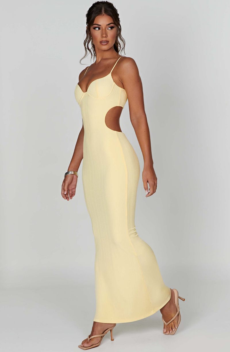 Babyboo Celine Maxi Dress Lemon USA | 418-OXWFLQ