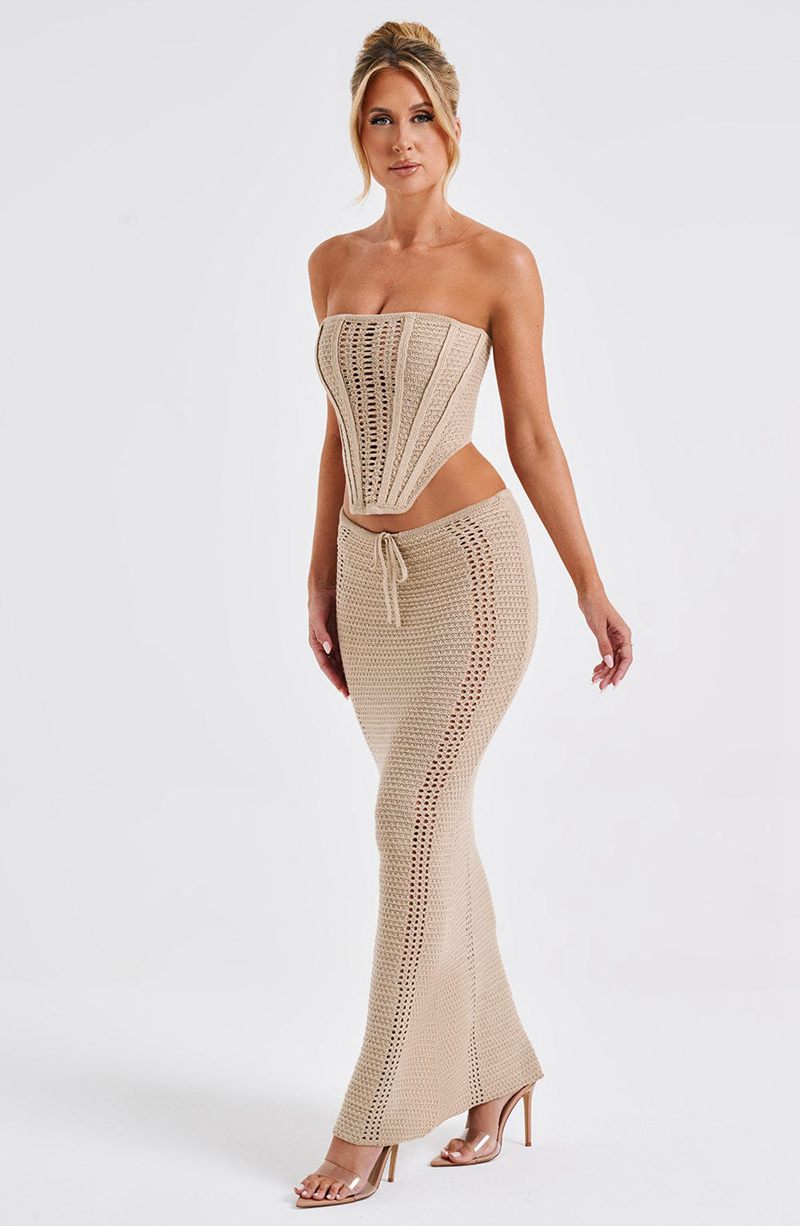 Babyboo Chayenne Maxi Skirt Beige USA | 290-LMURFO