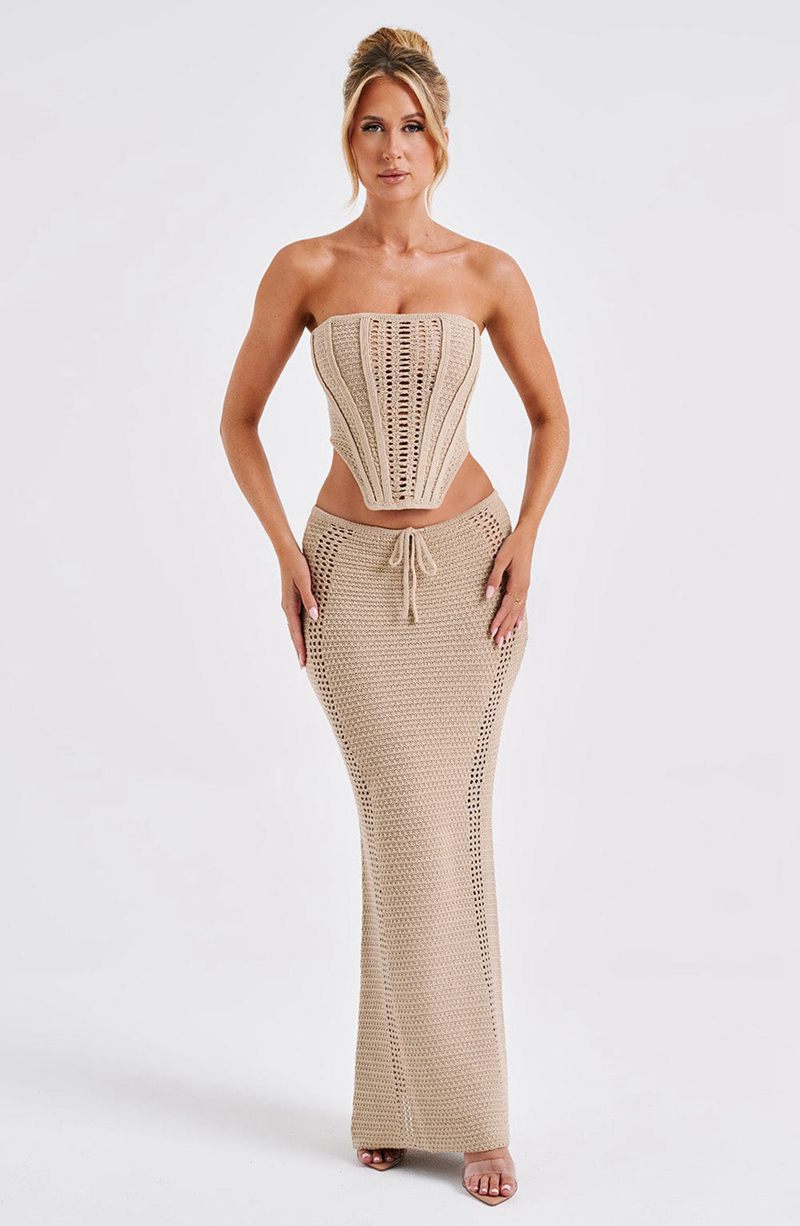 Babyboo Chayenne Maxi Skirt Beige USA | 290-LMURFO