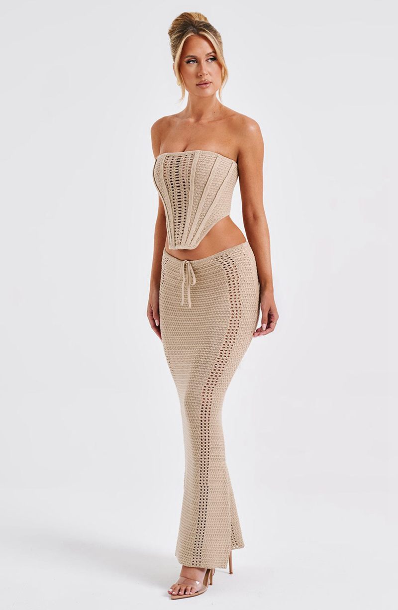 Babyboo Chayenne Maxi Skirt Beige USA | 290-LMURFO