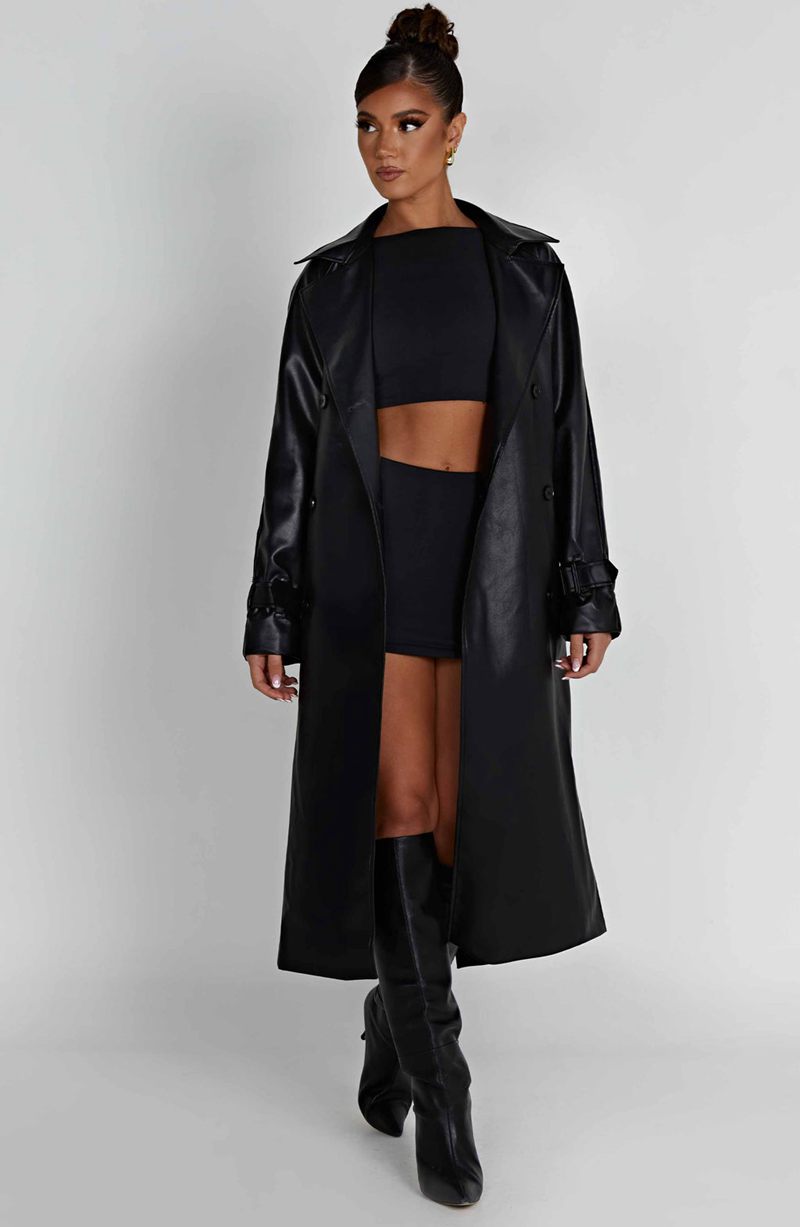 Babyboo Chi Trench Coat Black USA | 796-BTHCWA