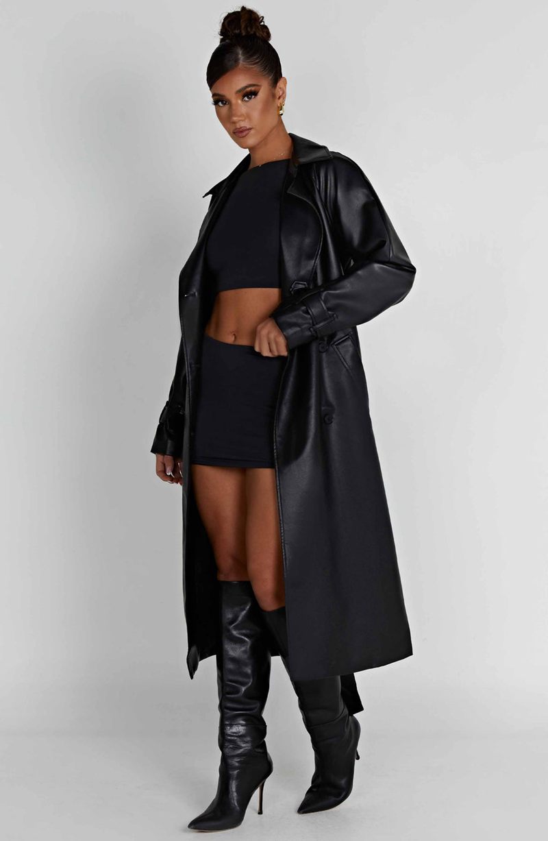 Babyboo Chi Trench Coat Black USA | 796-BTHCWA