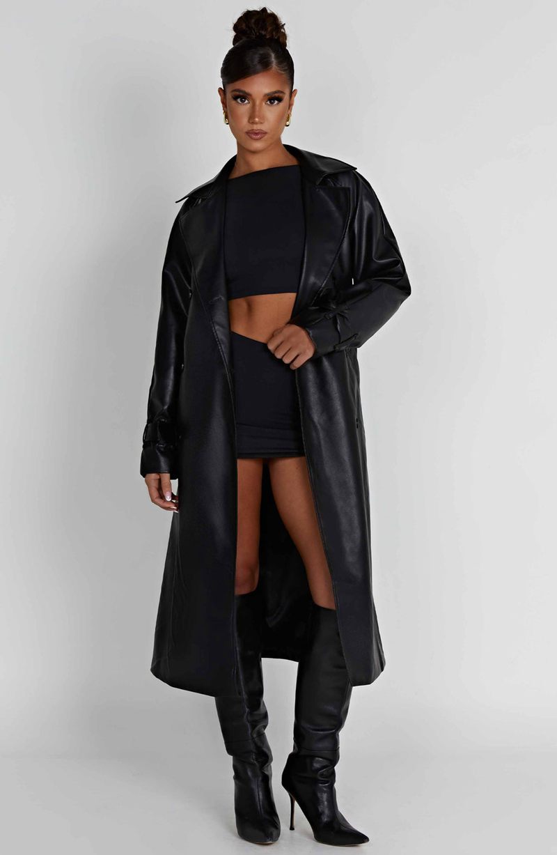 Babyboo Chi Trench Coat Black USA | 796-BTHCWA