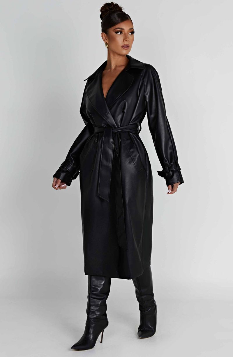 Babyboo Chi Trench Coat Black USA | 796-BTHCWA