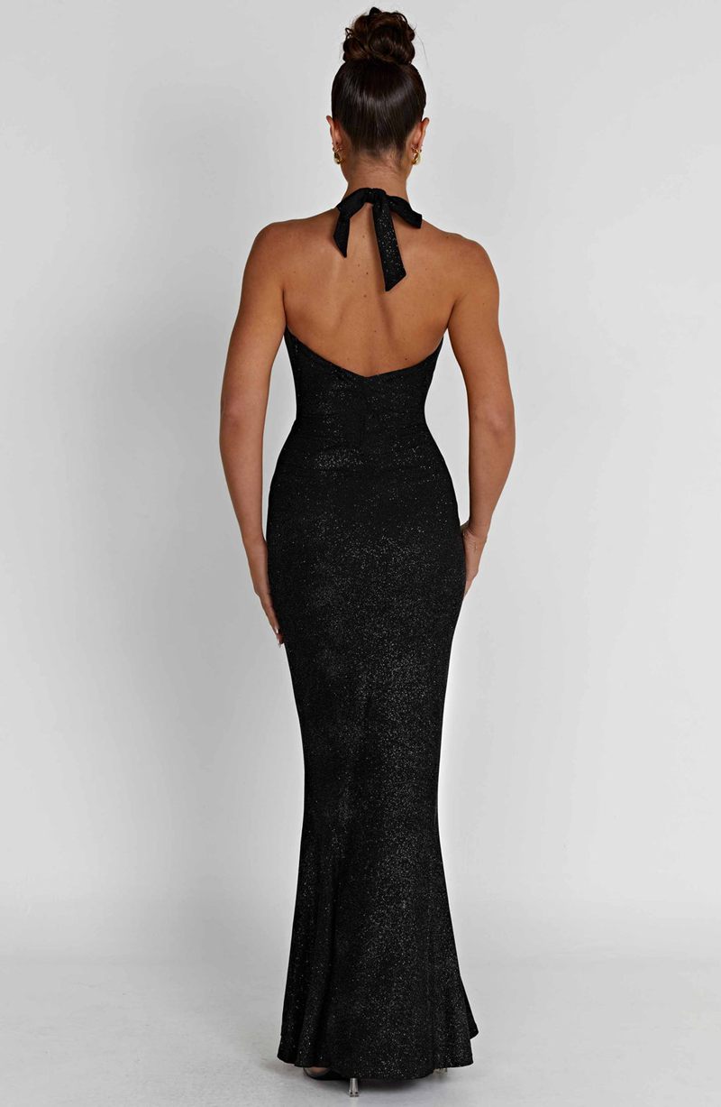 Babyboo Chrishelle Maxi Dress Black Sparkle USA | 910-VWCBNY