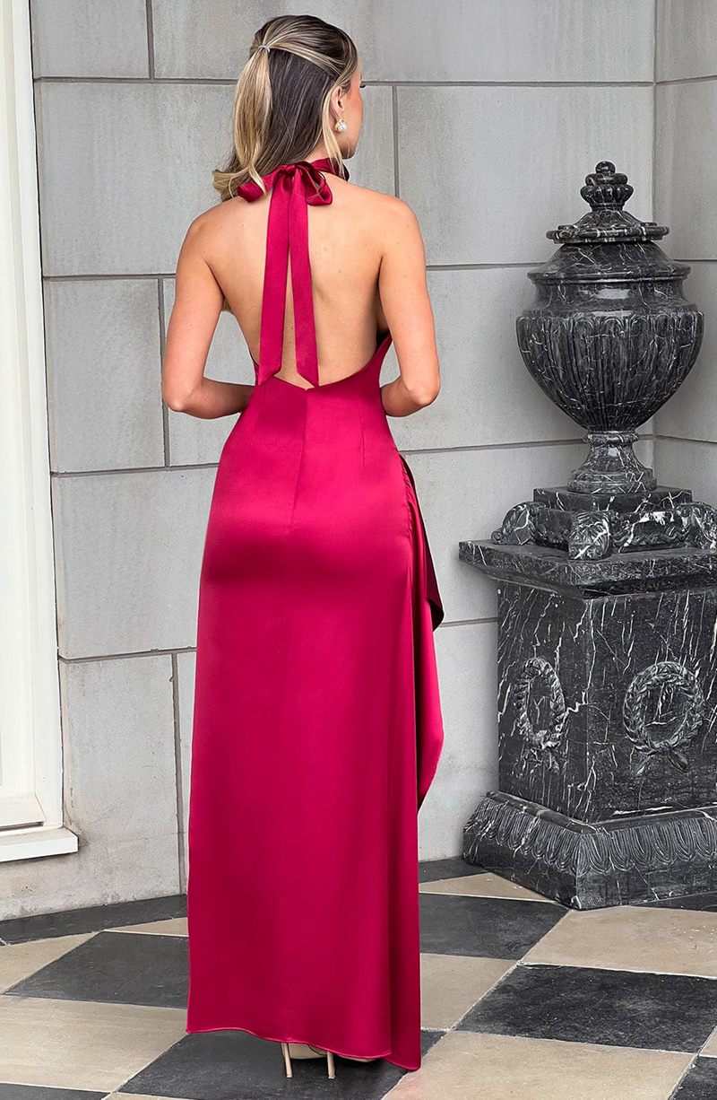 Babyboo Colette Maxi Dress Burgundy USA | 294-KYSZHQ