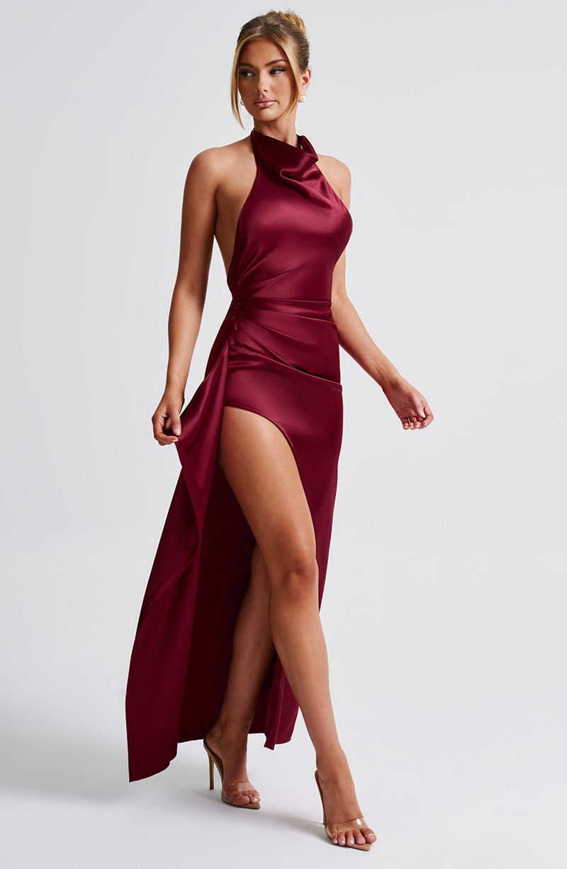 Babyboo Colette Maxi Dress Burgundy USA | 294-KYSZHQ