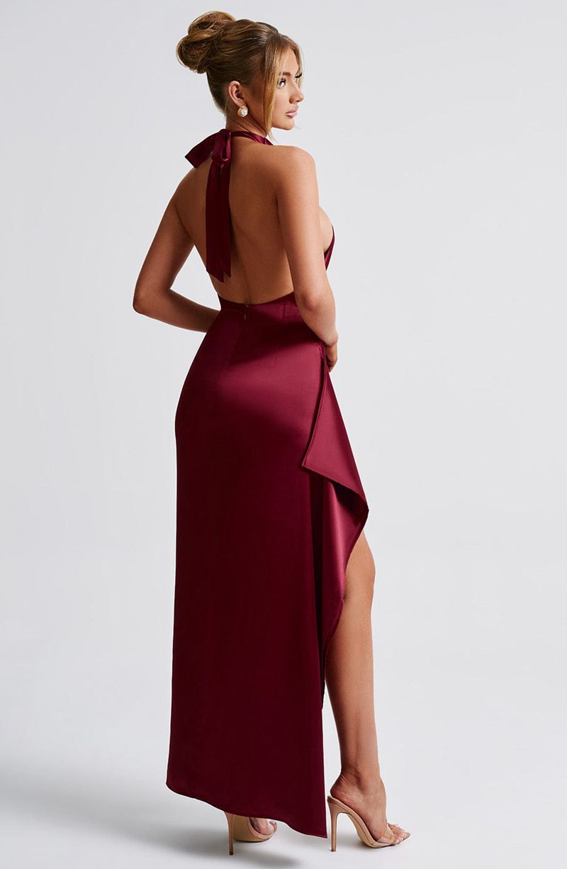 Babyboo Colette Maxi Dress Burgundy USA | 294-KYSZHQ