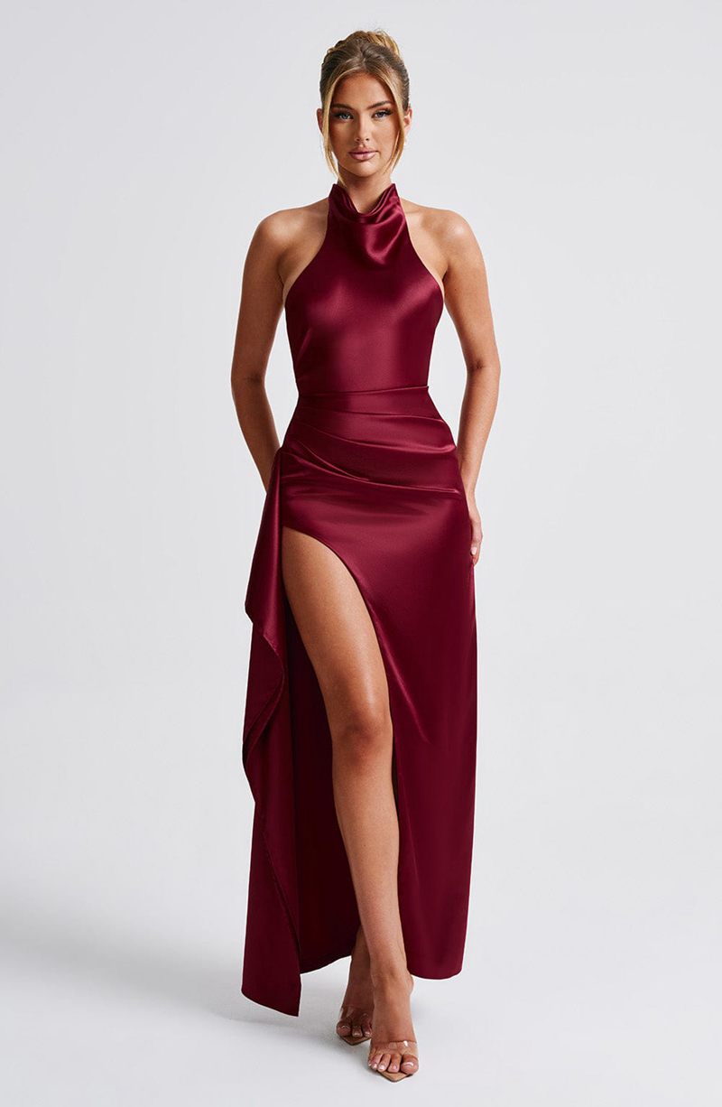 Babyboo Colette Maxi Dress Burgundy USA | 294-KYSZHQ