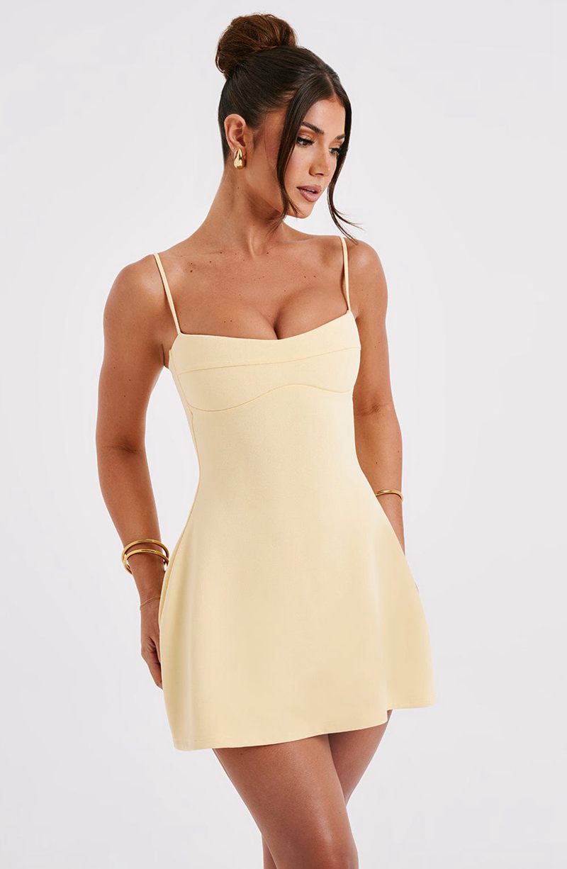 Babyboo Dakota Mini Dress Lemon USA | 675-NUKCGL