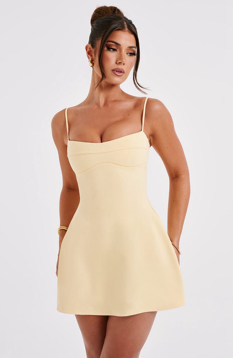 Babyboo Dakota Mini Dress Lemon USA | 675-NUKCGL