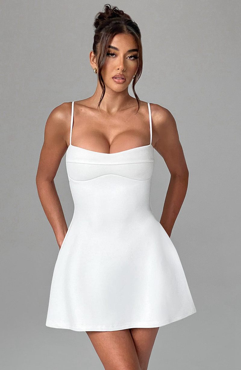 Babyboo Dakota Mini Dress White USA | 873-RUDHQJ