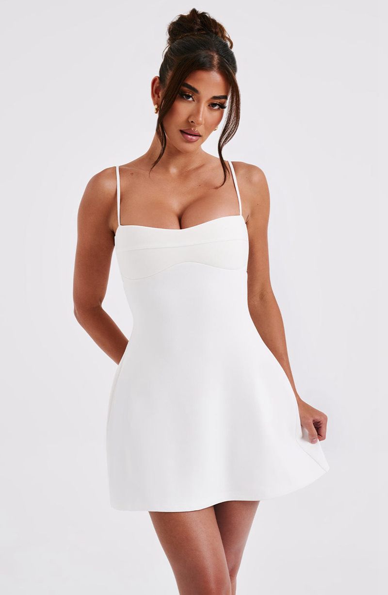 Babyboo Dakota Mini Dress White USA | 873-RUDHQJ