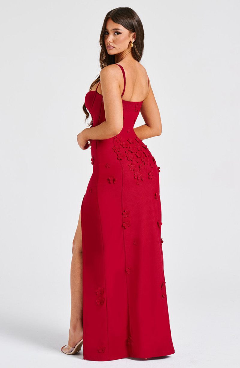 Babyboo Dalary Maxi Dress Red Lined USA | 058-YJEAWQ