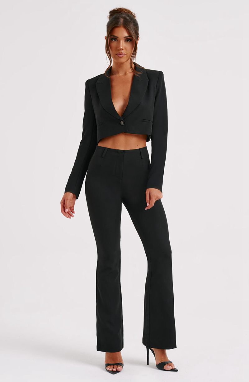 Babyboo Darci Cropped Blazer Black USA | 645-PHXLAW