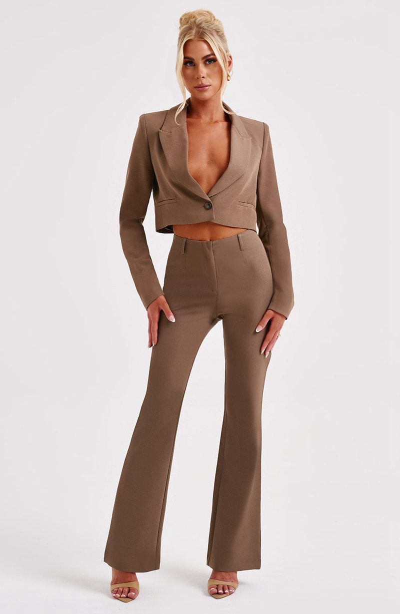 Babyboo Darci Cropped Blazer Mocha USA | 079-JLBXYO