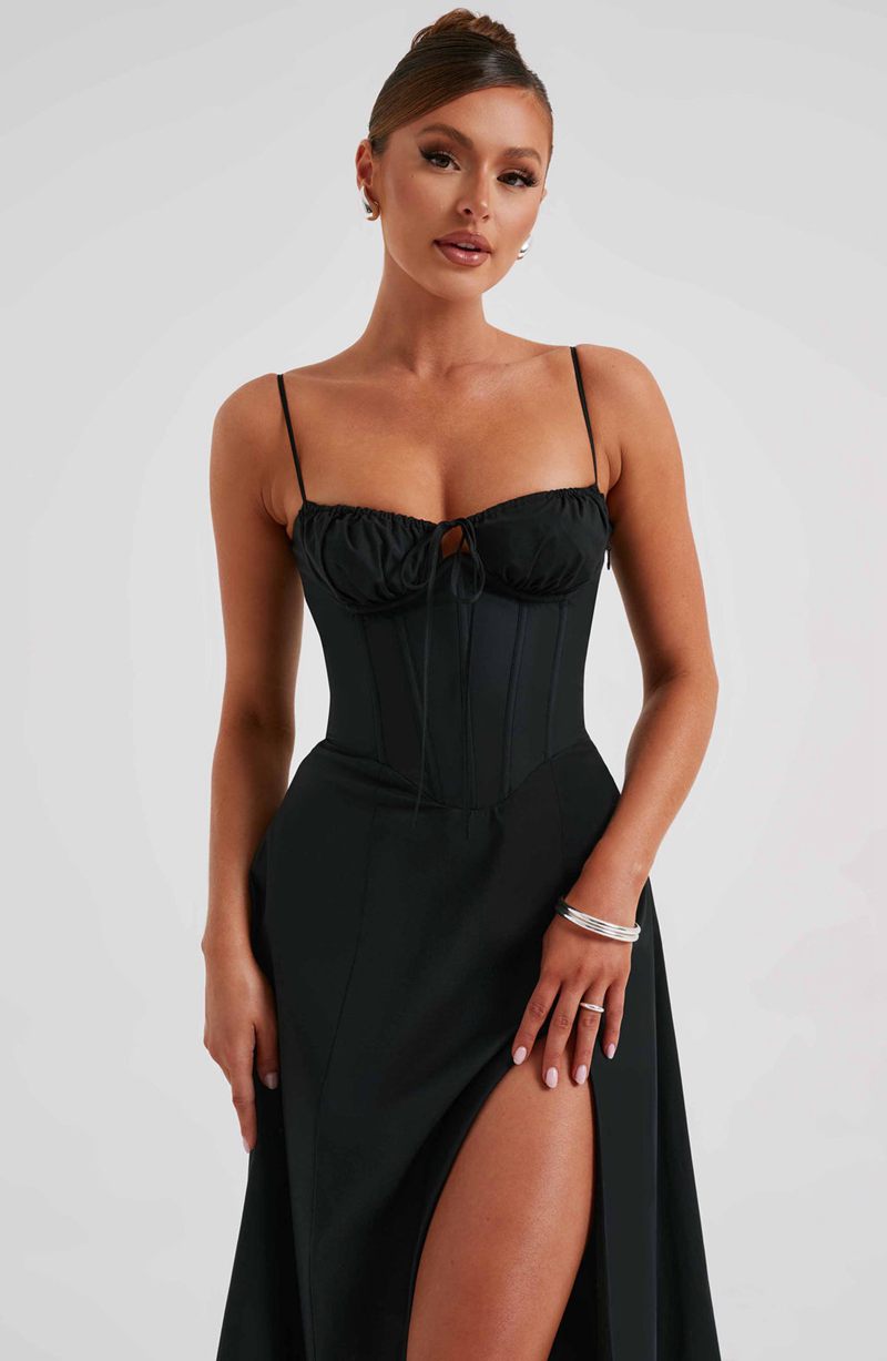 Babyboo Deanna Midi Dress Black USA | 214-MTLXOK