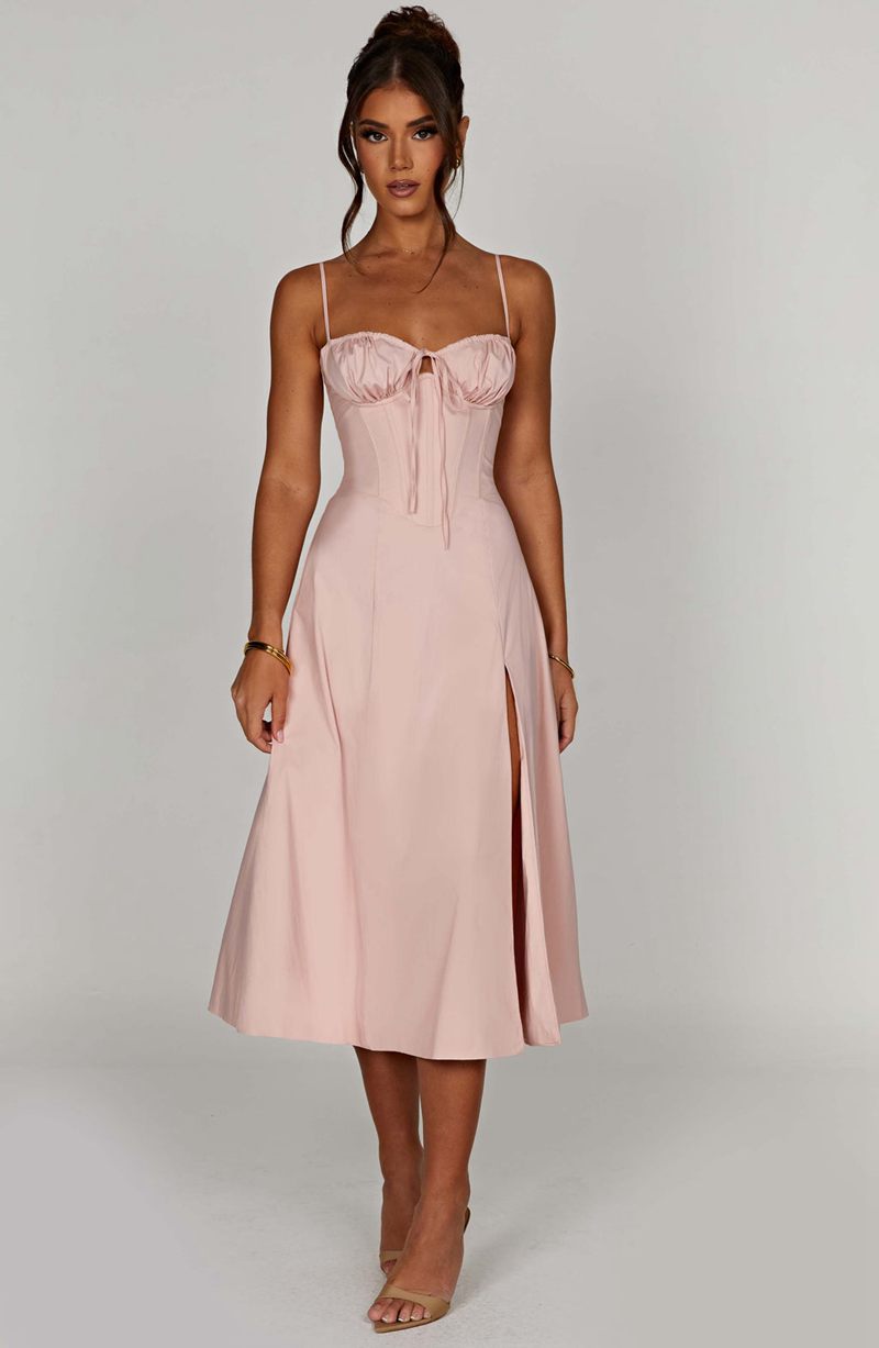 Babyboo Deanna Midi Dress Blush USA | 379-XMVCUD