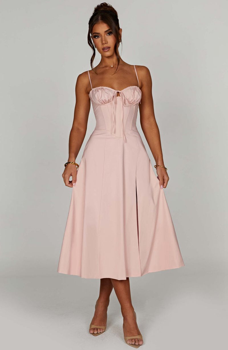 Babyboo Deanna Midi Dress Blush USA | 379-XMVCUD