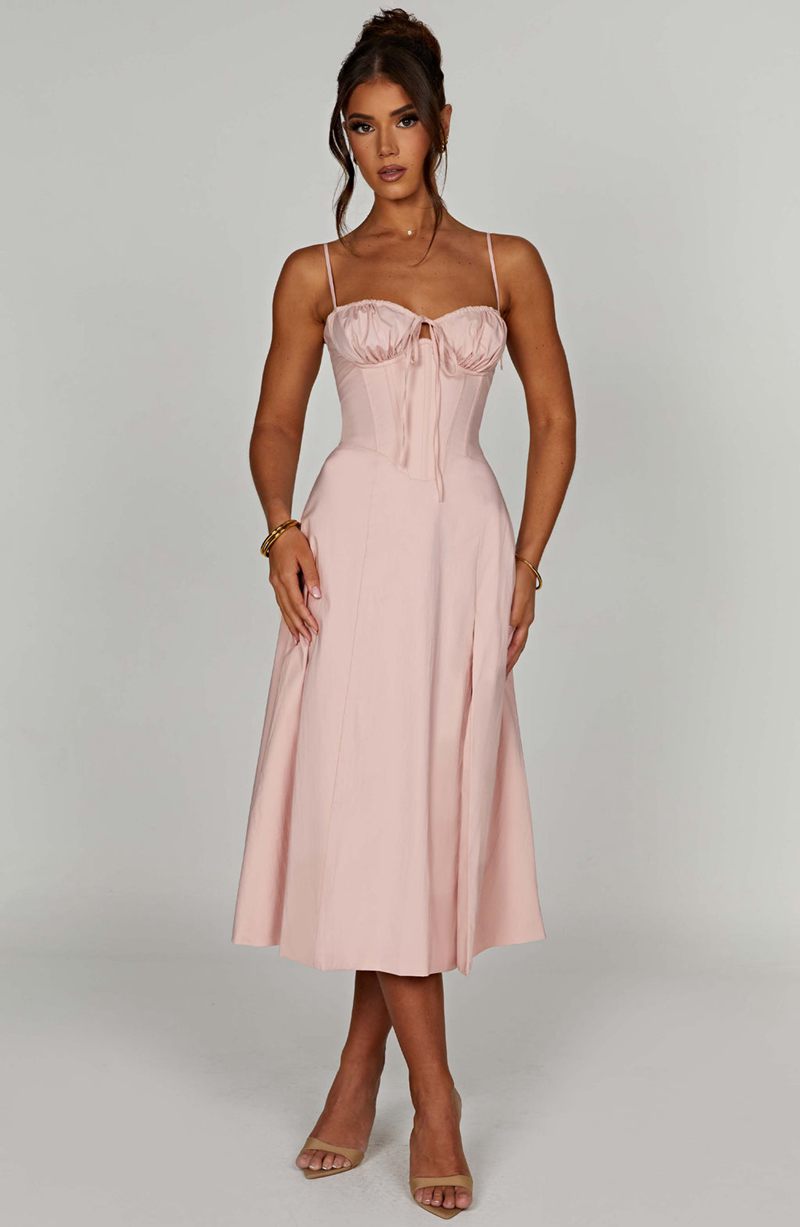 Babyboo Deanna Midi Dress Blush USA | 379-XMVCUD