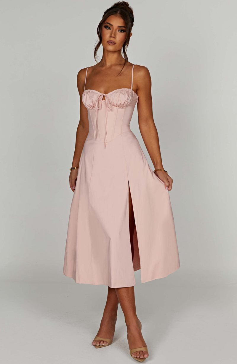 Babyboo Deanna Midi Dress Blush USA | 379-XMVCUD